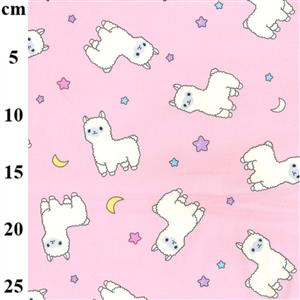 Baby Alpacas On Pink Fabric 0.5m