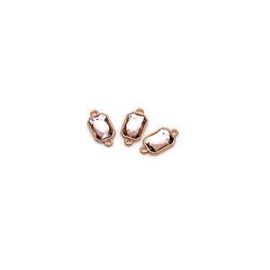 Rose Gold Plated 925 Sterling Silver Rectangle Connector With Vintage Pink Swarovski Crystal Approx 9x6.7mm (3pcs)