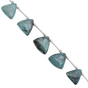 75cts Chrysocolla Top Side Drill Faceted Triangle Approx 12 to 16mm, 19cm Strand with Spacers