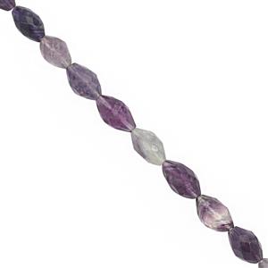 85cts Blue John Fluorite Faceted Rice beads Approx 9x5 to 14x8mm, 22cm Strand