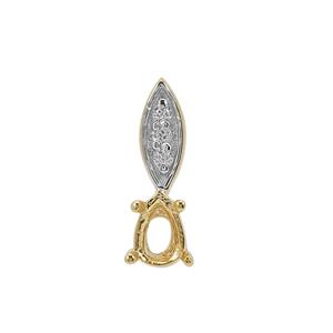 Gold Plated 925 Sterling Silver Pear Pendant With White Zircon Bail (To fit 6x4mm gemstone)- 1pcs