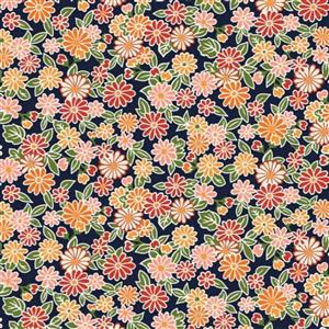 Liberty Arthur's Garden Collection 2 Charming Chrysanthemums Dark Fabric 0.5m