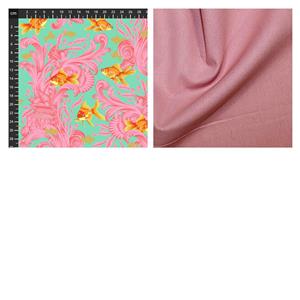 Under £10! Tula Pink Besties Treading Water Blossom Metallic & Blush Fabric Bundle (1m)