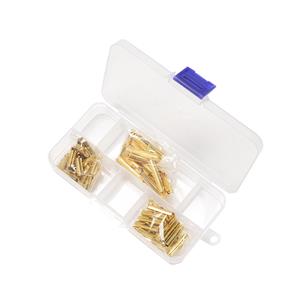 Plastic Box of Gold Plated Base Metal Slider Clasps : 13.5x4.5mm, 26x5mm, 19.5x4mm. 20pcs Each