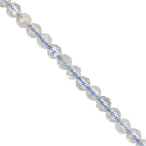 33.33cts White Topaz Faceted Round Approx 3m, 35cm Strand