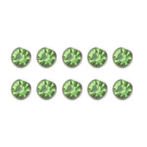 Green Machine 8mm Diamante Rivets with Apple Green Rhinestone (10 Sets)