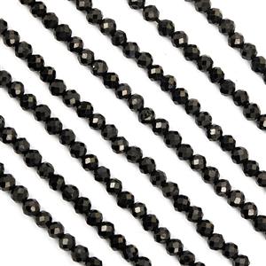 240cts Black Spinel Faceted Rounds Approx 3mm, 37cm Strand (Pack of 8)
