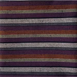Shimamomen Striped Yarn Dyed Slate Russett Purple Grey  Fabric 0.5m