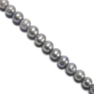 Pale Silver Dyed Freshwater Cultured Potato Pearls Approx 9-10mm - 2mm Holes, 20cm Strand 