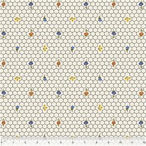 Alexandra Collection Honeycomb Gold Metallic Ivory Fabric 0.5m
