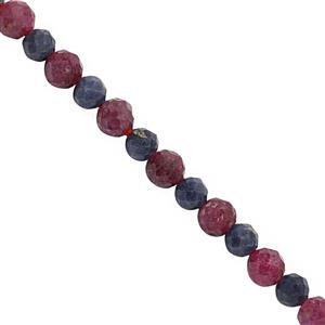 25cts Natural Ruby Sapphire Faceted Round Approx 3mm, 28cm Strand