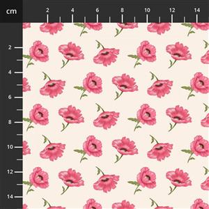 Merry Poppies Collection Tossed Pink Poppies Pink Fabric 0.5m