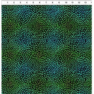 Jason Yenter Vivid Collection Floral Petals Green Teal Fabric 0.5m