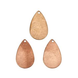 Bare Copper Pear Blanks, Approx. 22x13mm(10pk)