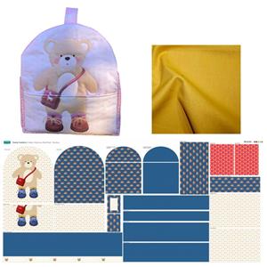 Family Comforts Rainbow Teddy Backpack Kit: Instructions, Fabric Panel & Fabric (1m)