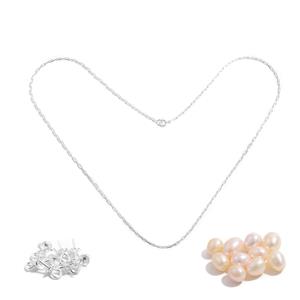 925 Sterling Silver Hammered Link Chain, White Freshwater Cultured Pearl Drops & Pegs Project With Instructions By Debbie Kershaw