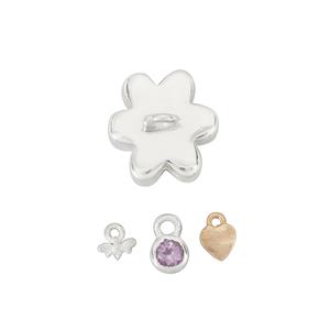 Limited Edition Claire Macdonald 925 Sterling Silver Flower Spacer Bead Approx 12x13mm with 3x Charm 