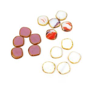 Preciosa Ornela Travetin Table Cut Bead Bundle  Inc:   Alabaster,Pink & Multi Colour 