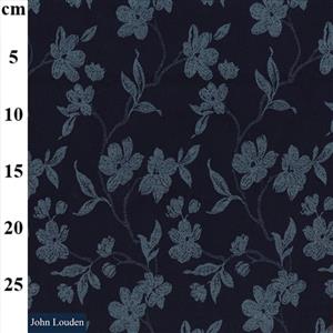Embossed Denim Flower Fabric 0.5m