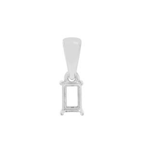 925 Sterling Silver Octagon Pendant Mount (To fit 6x4mm gemstone) - 1Pcs