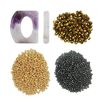 Glass Caprichio, Gold, Silver & Amethyst With Downloadable Instructions By Debbie Kershaw