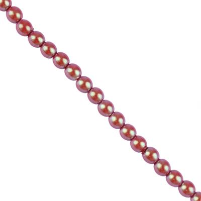 Cranberry Czech Glass Pearls, 3mm 40cm