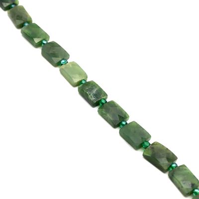 120cts Lake Baikal Nephrite Jade Faceted Rectangle Approx 10mm x 13mm, 20cm Loose Strands