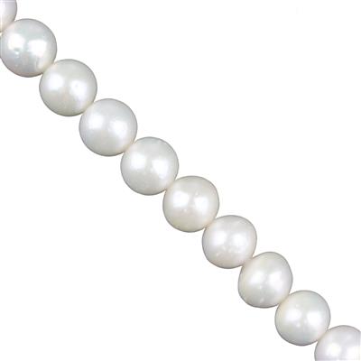 White Nucleated Ripple Pearls, Approx 8-10mm, 38cm Strand 