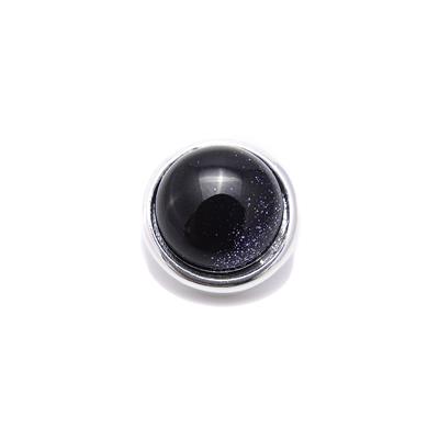 Silver Plated Base Metal Blue Goldstone Button, Approx 12mm 