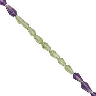 6cts Amethyst & Peridot Faceted Drops Approx 2x2 to 2x4mm, 20cm Strand