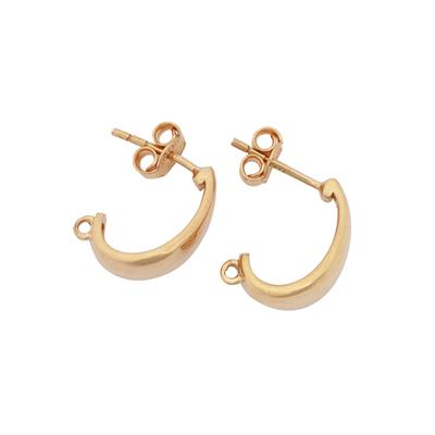 Rose Gold Flash 925 Sterling Silver Curved Earrings with Hidden End Loop, Approx 16x6mm (Pair of 1)