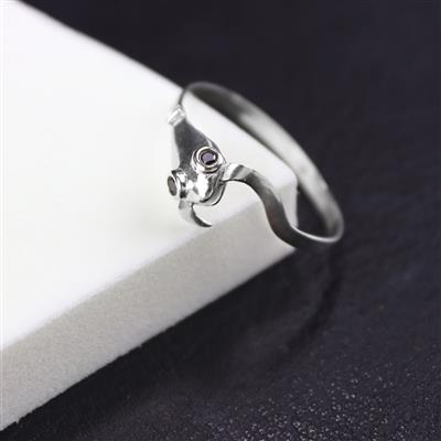 925 Sterling Silver Snake, Straight Shank Wire for Ring with Black Diamond 