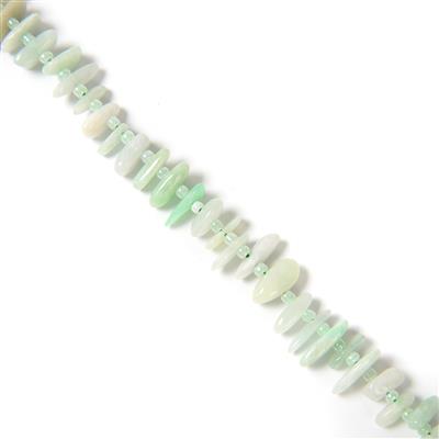 140cts Type A Jadeite Long Chips Approx 5x17mm, 38cm Strand with Spacers