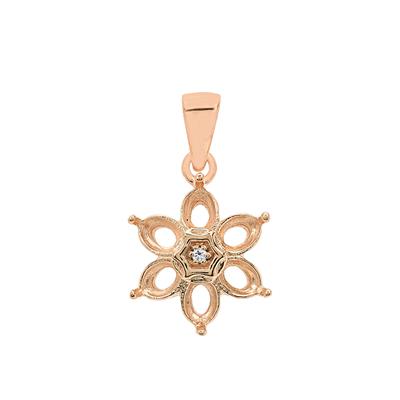 Rose Gold Plated 925 Sterling Silver Flower Oval Pendant Mount (To fit 5x4mm gemstone) Inc. 0.02cts White Zircon Brilliant Cut Round 1.50mm-1Pcs