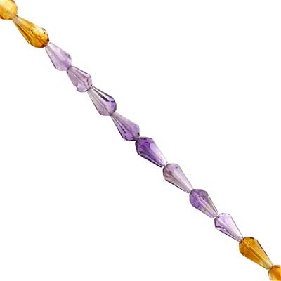 6cts Amethyst & Citrine Faceted Raindrops Approx 3x2 to 6x3mm, 19cm Strand With Spacers