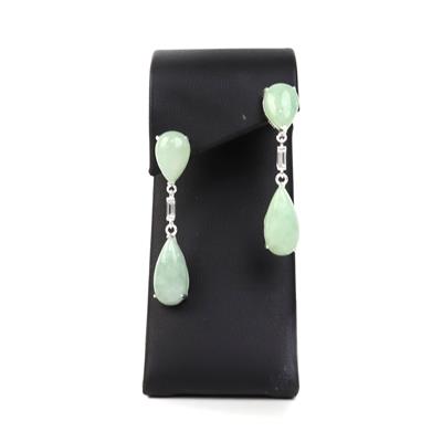 Type A Jadeite Double Pear Earrings With Zircon