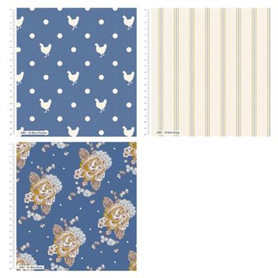 Stuart Hillard Blue Blue Skies And Nutmeg Collection Fabric Bundle (1.5m)