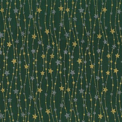 Wavy Stars Green Fabric 0.5m