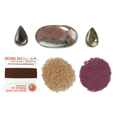 Purple Labradorite Cabochon & Seed Bead Project With Downloadable Instructions By Rachel Smith 