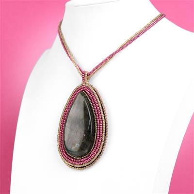 Purple Labradorite Cabochon & Seed Bead Project With Downloadable Instructions By Rachel Smith 
