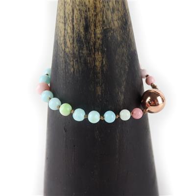 Sky Blue Opal Knotted Bracelet Kit with 925 Magnetic Clasp, Silk & Multi- Opal Rounds