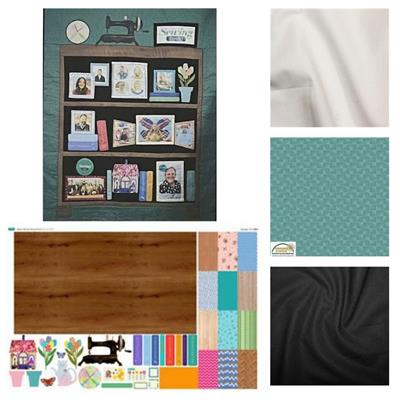 Allison Maryons Bookcase Memory Wall Hanging Kit: Instructions, Photo Paper & Fabrics - Green Border