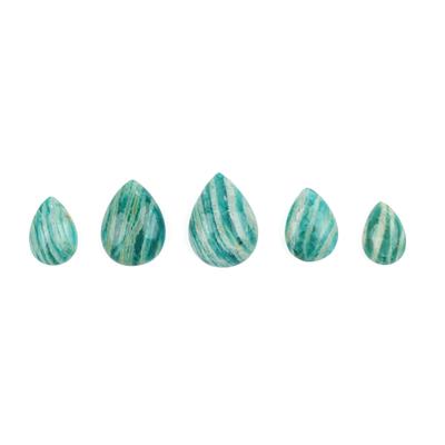 25cts  Amazonite Cabochon Pear Approx 12x8 to 18x13mm Gemstone (Set of 5 Pcs)