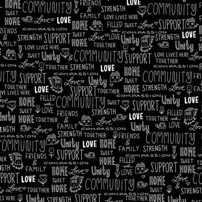 Home Love Lives Here Black Fabric 0.5m