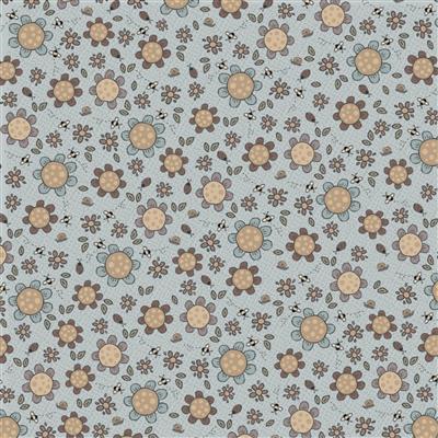 Lynette Anderson Moonflower Blue Extra Wide Backing Fabric 0.5m (280cm Width)