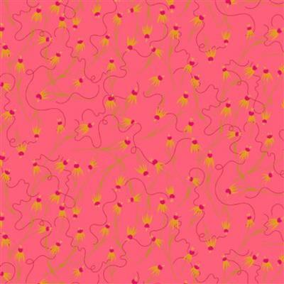 Alison Glass Wildflowers Collection Coneflowers Coral Fabric 0.5m