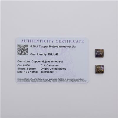6.8cts Copper Mojave Amethyst 10x10mm Square Pack of 2 (R)