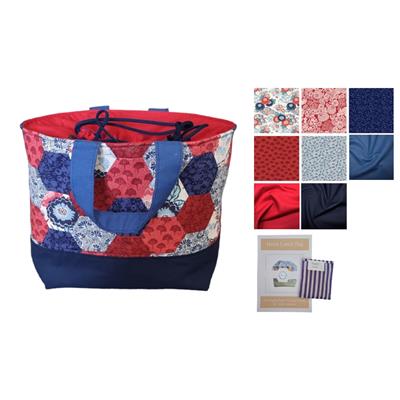 Jenny Jackson's Liberty EPP Hexie Lunch Box Kit: Pattern & Paper Pieces, F8th Pack (5pcs), FQ Pack (2pcs) & Fabric 0.5m