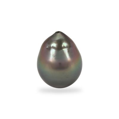 Tahitian Cultuerd Pearl Half-Drilled Drop, Approx 10x12mm (Pack of 1 )