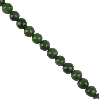85cts Green Khotan Jade Plain Rounds Approx 6mm, 35cm Strand                                      				
